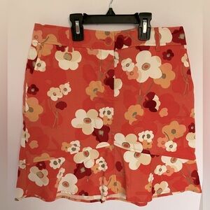 Ann Taylor LOFT Women’s Flared Skirt, Petites Stretch, Size 6P, Orange, Floral
